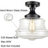 Black Glass Industrial Semi Flush Mount Ceiling Light for Hallway